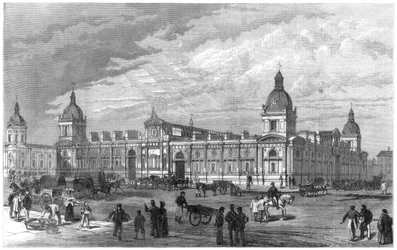O novo mercado metropolitano de aves domésticas, Smithfield, Londres, 1875