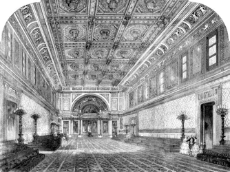 A nova sala de baile do estado no Palácio de Buckingham, 1856