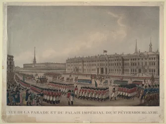 O desfile em frente ao Palácio de Inverno em São Petersburgo em 1812, 1812