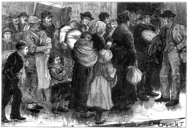 O escritório de penhor em Merthyr-Tydfil, país de Gales, 1875