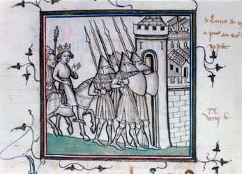 O retorno de Carlos VI da França após a Batalha de Rosbecque, 1382, séculos 14 a 15