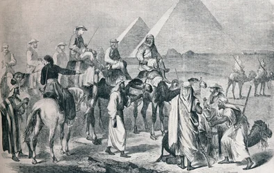 A festa real deixando o acampamento em Gizé, Egito, c1861 1910