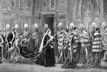 A procissão real no Palácio de Westminster, a caminho da Casa dos Lordes, 1886, 1900