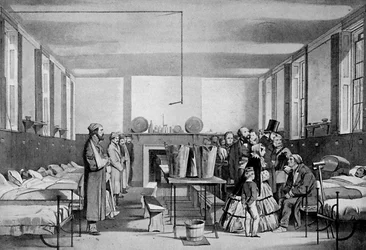 A visita real ao Hospital Brompton, década de 1850, c1920