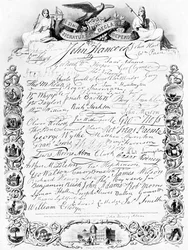 As assinaturas da Declaração Americana da Independência, c1776, c1920