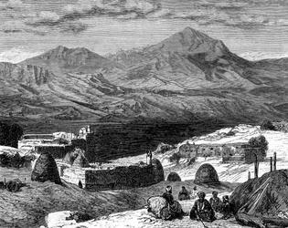 A vila de Gharzen e as montanhas do Curdistão, século XIX