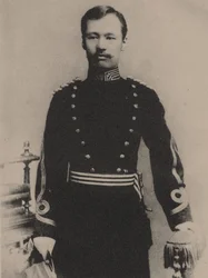 O jovem Mori Ogai 1862-1922 na Alemanha após sua nomeação para médico militar de primeira classe, 188