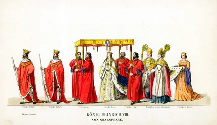 Figurinos de teatro para peça de Shakespeares, Henrique VIII, século XIX