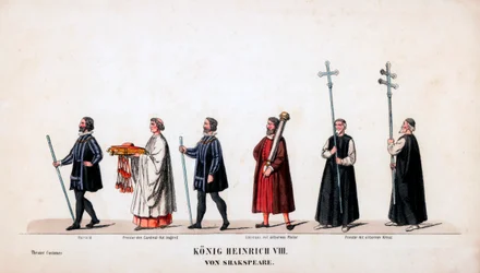 Figurinos de teatro para peça de Shakespeares, Henrique VIII, século XIX