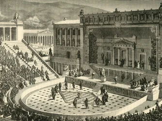 Teatro de Dionísio em Atenas, 1890.