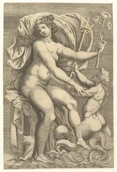 Thetis assentado com um Triton, século XVI.