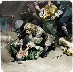 Thomas Blood tentando roubar as jóias da coroa da Torre de Londres em 1671, 1937