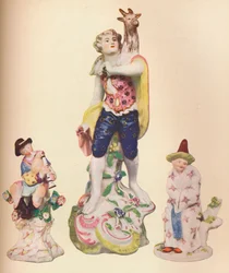 Três figuras da China da coleção Wallace Elliot, c1775