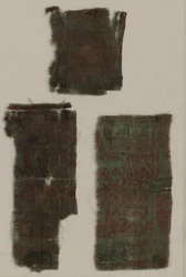 Três fragmentos de seda gótica italiana, 1300s.
