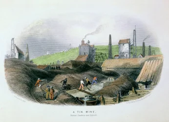 Mina de estanho entre Camborne e Redruth, Cornualha, c1860