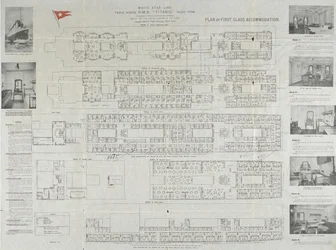 Planta dos conveses de primeira classe do Titanic, 1911