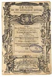 Página de rosto de: Giorgio Vasari, A Vida dos Mais Excelentes Pintores Italianos ..., 1568.