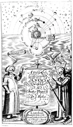 Página de rosto de Um discurso sobre um novo mundo e outro planeta por John Wilkins, 1683