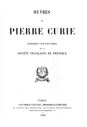Página de rosto das obras de Pierre Curie, 1908