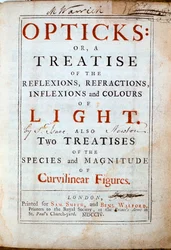 Página de rosto do Opticks, do cientista e matemático inglês Isaac Newton, 1794