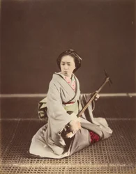 "Tóquio Gueixa com Shamisen", década de 1870.