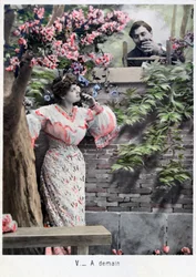 Amanhã, cartão postal vintage francês, c1900
