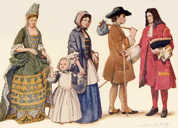 Roupa tradicional nos reinos de James II - William e Mary 1685-1700, 1903, 1937.
