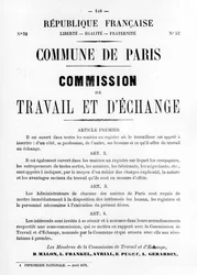 Travail et DEchange, dos pôsteres políticos franceses da Comuna de Paris, maio de 1871