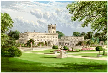 Trentham Hall, Staffordshire, casa do Duque de Sutherland, c1880