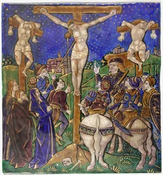 Painel Tríptico com a Crucificação, francês, início do século XVI.