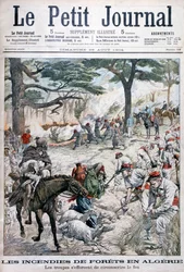Tropas tentando conter um incêndio florestal, Argélia, 1904