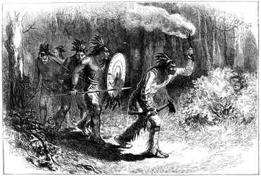 Índios Tuscarora rastreando fugitivos, final do século XVII-início do século XVIII c1880