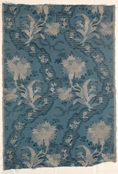 Dois painéis unidos de seda figurada, 1723-1774.