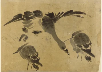 Duas garças e um ganso, período Edo, 1573-1615.
