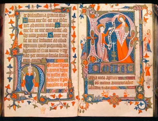 Duas páginas de A Book of Hours, c1350