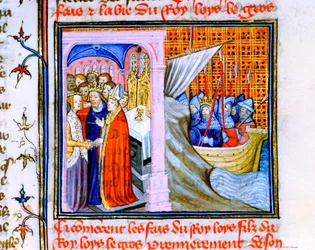 Duas cenas da Chronique de St Denis, final do século XIV