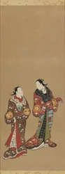 Duas mulheres altas em vestes escuras, período Edo, 1615-1868.