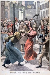 Duas mulheres brigando com sacos de areia, 1903