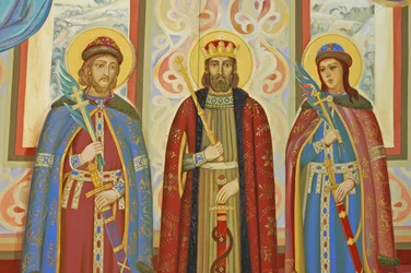 Ucrânia, Kiev, Mosteiro Ortodoxo de São Miguel (origin1108, reconst. 2001), afresco externo