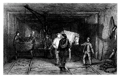 Cena subterrânea em uma mina de carvão, 1860