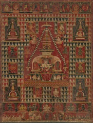 Ushnishavijaya Entronizado no Ventre de uma Stupa, datado de 1510-19.
