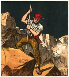 Usando pólvora em uma pedreira, 1867