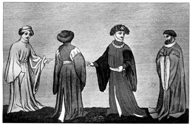 Variedades da houppelande, século c14th, 1910