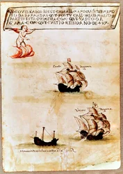 A frota de Vasco da Gama no mar, 1497