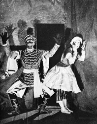 Vaslav Nijinsky, bailarino russo, em Petrushka, Paris, 1912, 1930