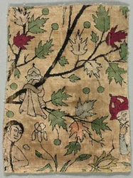 Fragmento de veludo, Khusrau vê Shirin tomando banho, 1550-99.