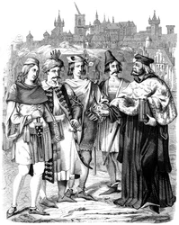 Vice-reitor e estudantes de diferentes nacionalidades na Universidade de Praga, 1849