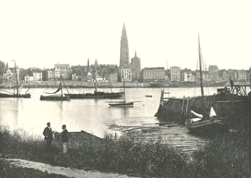 Vista do outro lado do rio para a Catedral, Antuérpia, Bélgica, 1895.