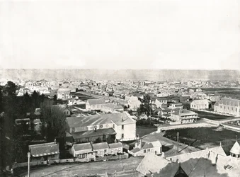 Vista da Milton Road, Napier, Nova Zelândia, 1895.