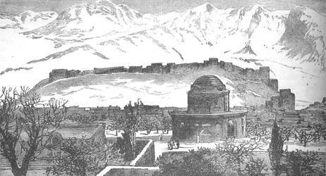 Vista em Cabul: O Hissar de Bala e parte da cidade de Deh Afghan, c1880